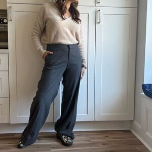 Chaiken Women's Size 10 Gray Wool Wide-Leg High Waist Formal Trousers
